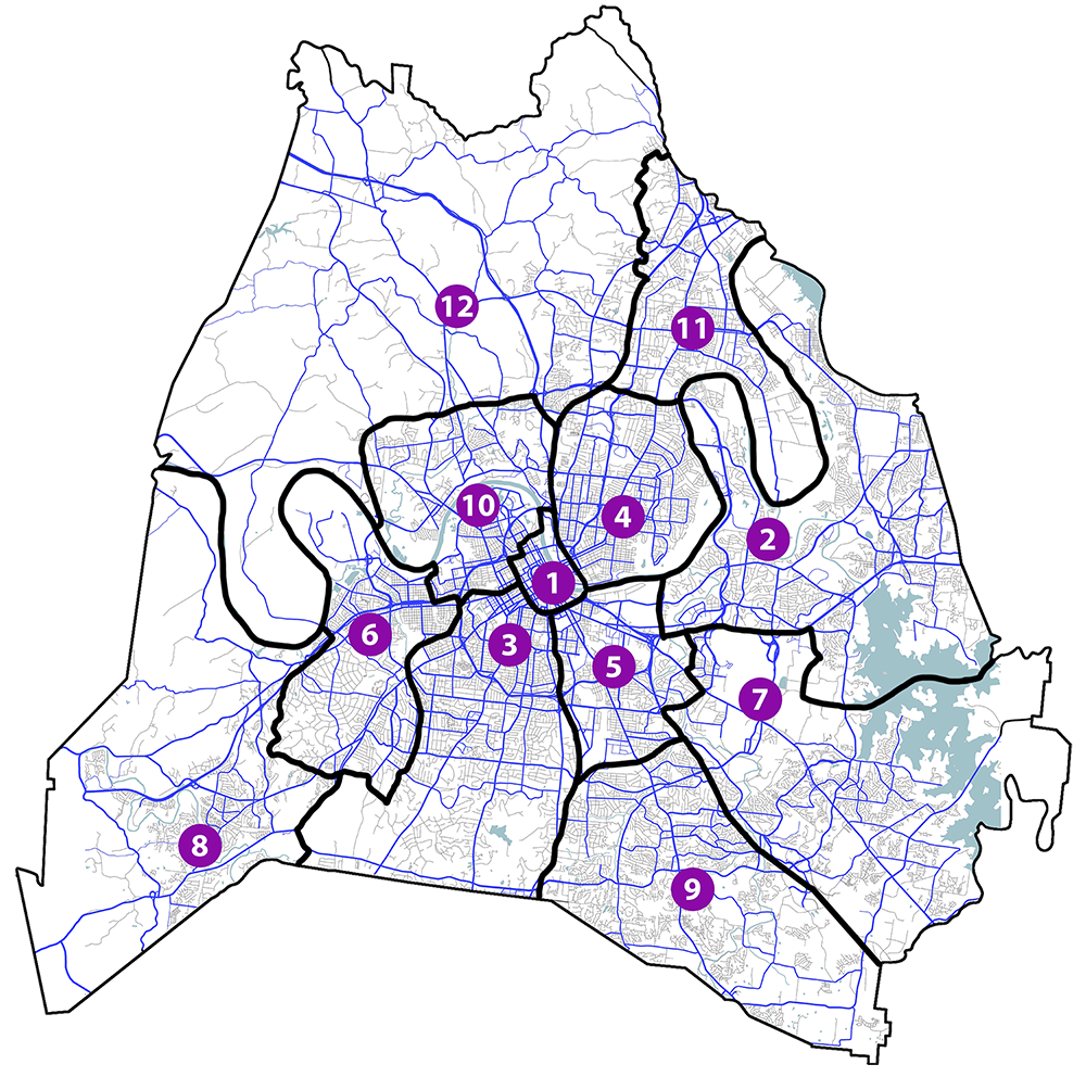 Map of Nashville areas