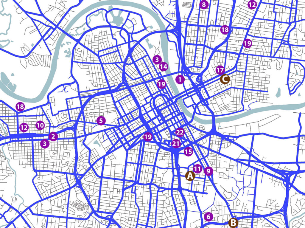 Nashville Breweries map inset